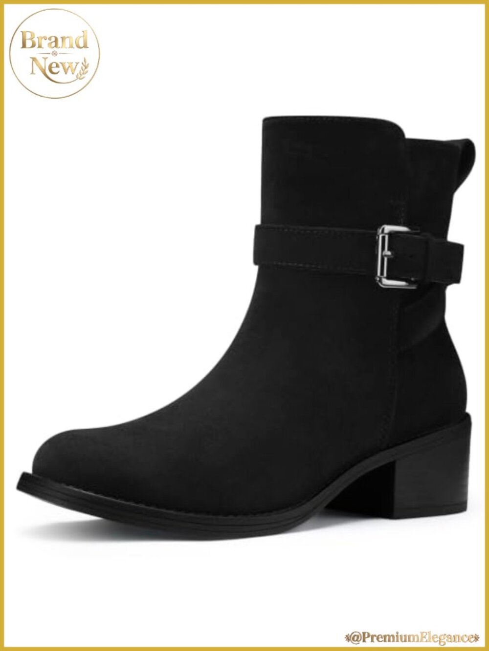 Faux Leather Ankle Boots Square Toe Low Heel Comfortable Women's